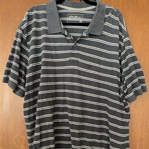 Eddie Bauer Gray Stripe 2XL Short Sleeve Polo